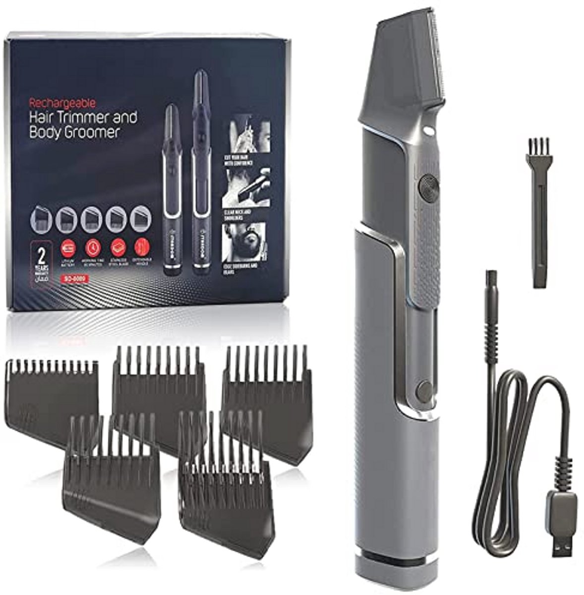 Professionele 5-in-1 Baardtrimmer en Haarstyler voor Heren met USB Oplaadfunctie