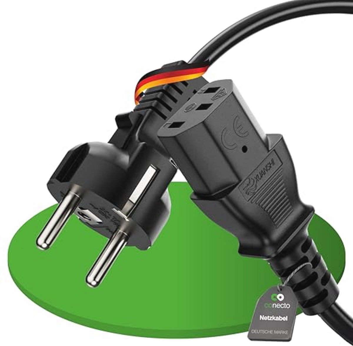Stroomkabel met geaarde plug en IEC C13 aansluiting – 2 meter zwart – Voor huishoudelijke apparaten