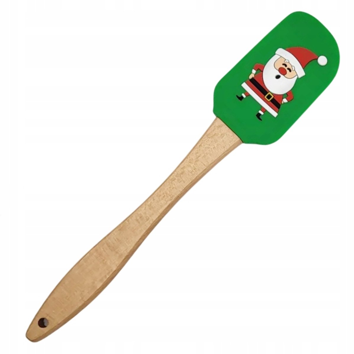 Kerst Siliconen Spatel met Houten Handvat - Vrolijke Kerstman