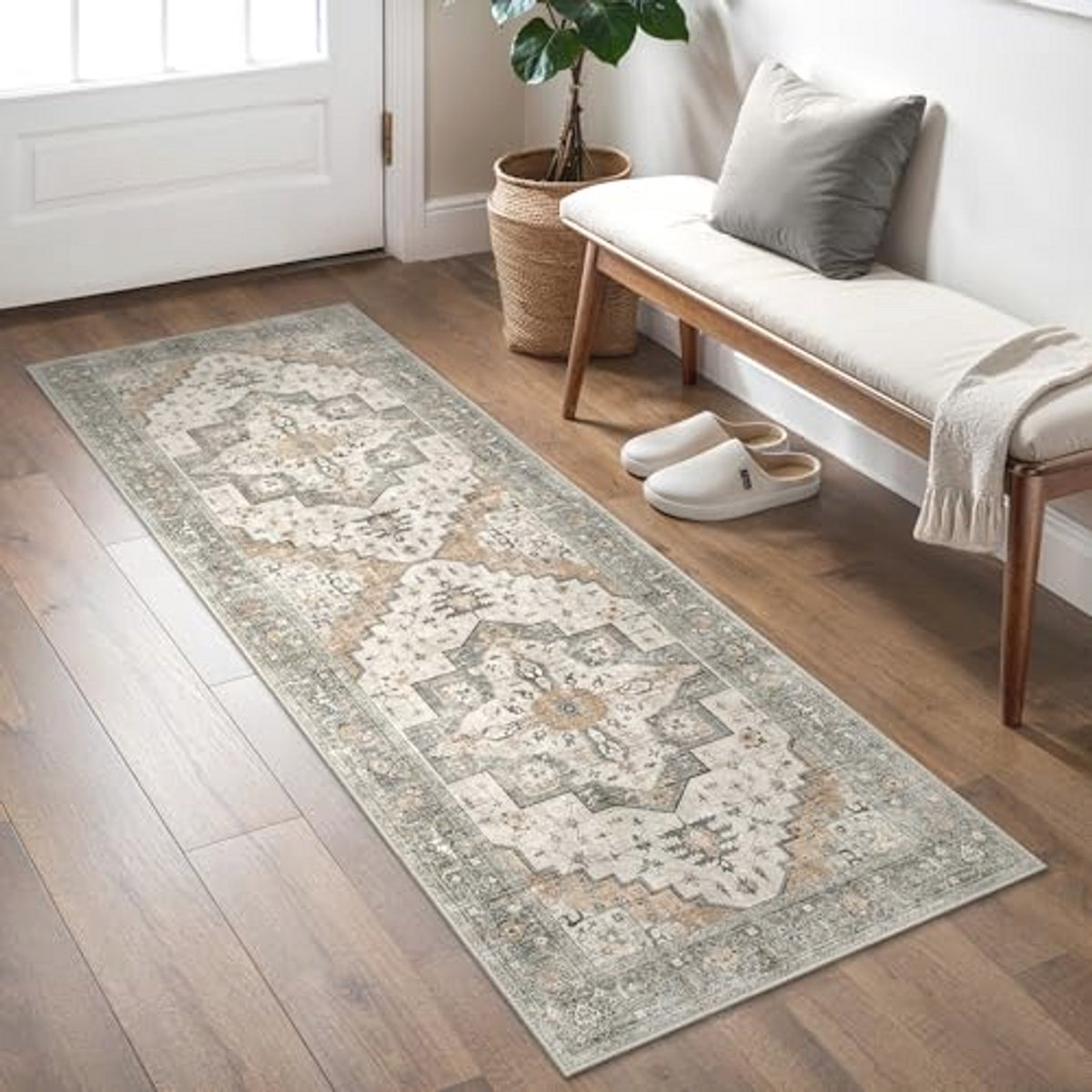 Vintage Antislip Vloerkleed 80x150cm - Wasbaar en Ondersteunt Vloerverwarming - Ideaal voo