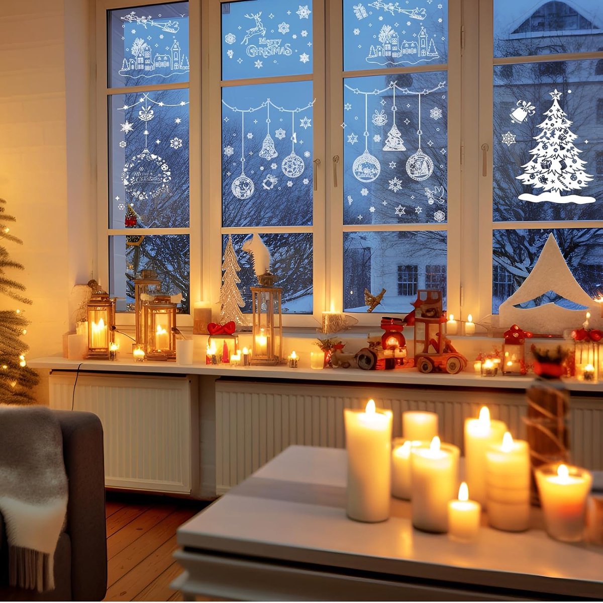 Xnova 244 stuks kerstraamstickers, grote kerststickers Xnova 244 stuks kerstraamstickers, grote kerststickers