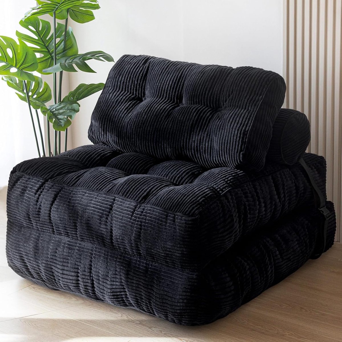 Slaapstoel - Uitklapbaar - Slaapbank - Logeerbed - Zetelbed - Slaapfauteuil - Vouwbed - 1 persoons - Zeer comfortabel - Zwart