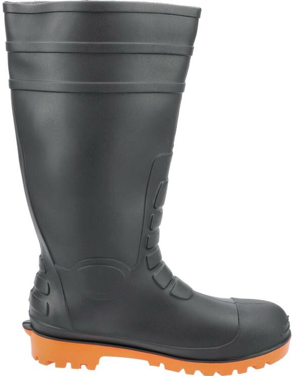 PORTLAND S5 PVC Veiligheidslaarzen - Stalen Neus & Anti-Perforatie Tussenzool - Waterdichte Werklaarzen met Antislip (SRA) - Oliebestendig & Antistatisch - Maat 41 / Voetlengte 26.5 cm - Zwart (EN ISO 20345)