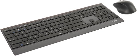 Rapoo 9500M Set clavier souris sans fil Deskset 1600 DPI Capteur 12 mois Autonomie de la batterie 12 mois Design allemand QWERTZ PC & Mac Noir