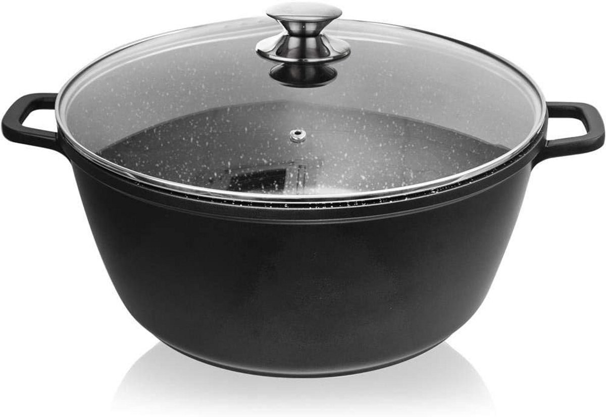 Gegoten Aluminium Kookpan met Glazen Deksel 32 cm - 9,7 Liter