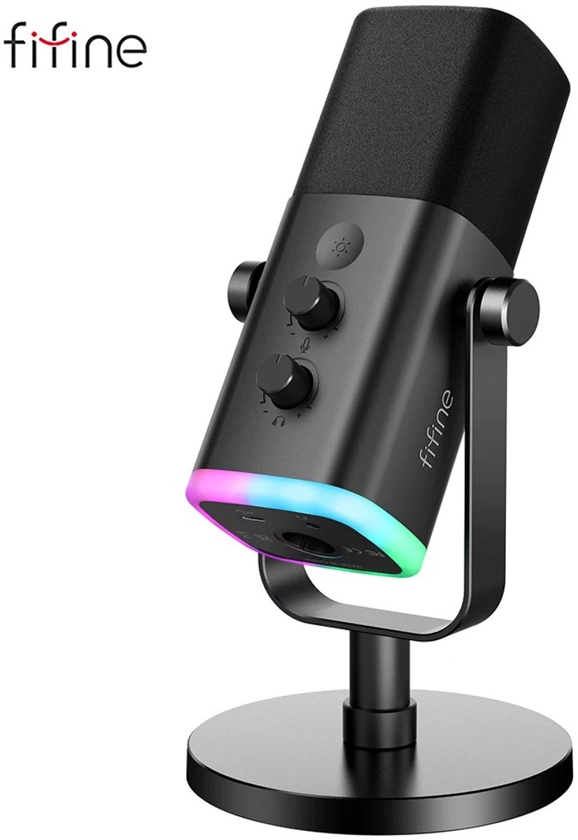 Tresaro AM8 - Gaming Microfoon Dynamische - Podcast Streaming PC PS4 PS5 - Ruisonderdrukking - Touch Mute Knop - USB RGB - Zwart