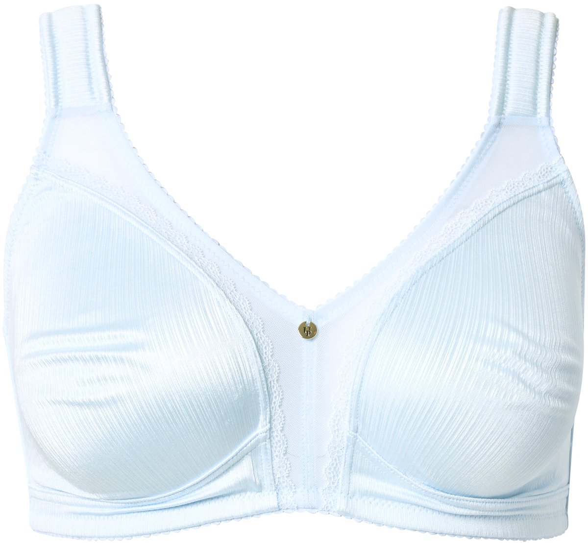 Ulla Popken Dames - Minimizer-beha satijn kant zonder beugel - Blauw