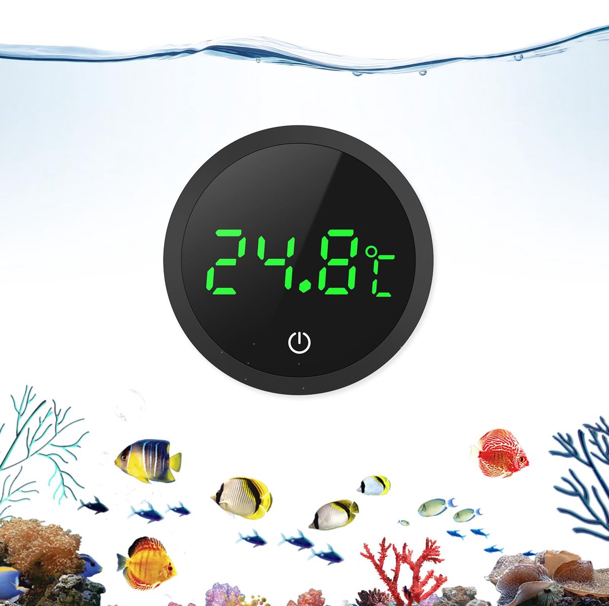 Ynkkvre - Aquariumaccessoires - Aquariumthermometer - Digitale aquariumthermometer - 4,5×4,5×1,1 cm - LED-display - Nauwkeurige thermometer - Geschikt voor Aquarium, Koelkast, Zwembad, ect - Zwart