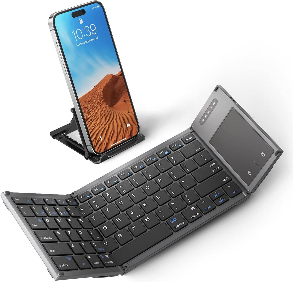 Opvouwbaar Bluetooth Toetsenbord met Touchpad en Standaard voor Smartphone en Tablet