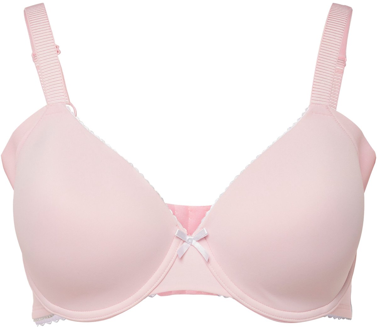 Ulla Popken - Dames - Beugel BH softshell sierrandjes - Babyroze - Maat 90E