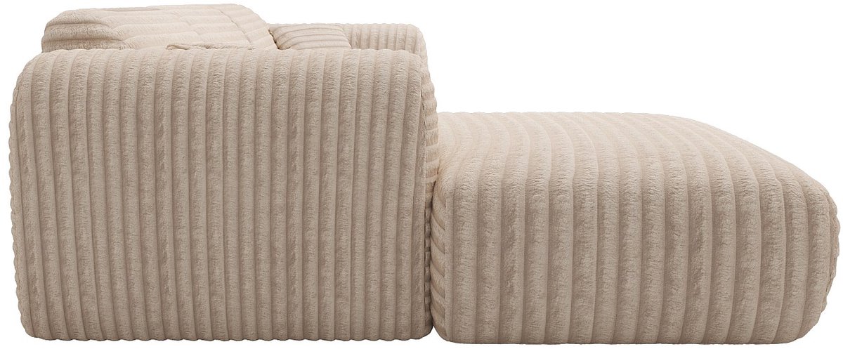 Vente-unique Grote hoekbank met hoek links van beige ribfluweel met brede ribbels POGNI van Maison Céphy