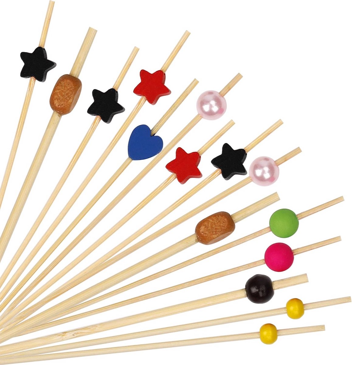 100 Kleurrijke Cocktailprikkers - Bamboe Spiesjes voor Borrel, BBQ en Feestjes