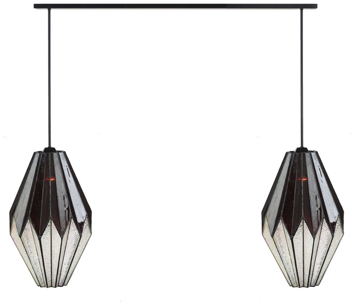 Coloured by Art 2 x Tiffany Origami met Pendant lampen aan plafondbalk - Art Deco Trade Zwart