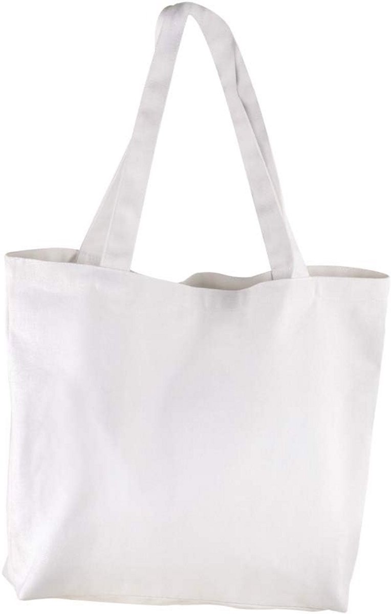 Grote Onbedrukte Textiel Shopper Tas - Wit Kartonnen Handvatten 46x35 cm
