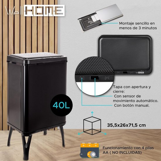 WellHome - Slimme prullenbak met automatische opening en handmatig