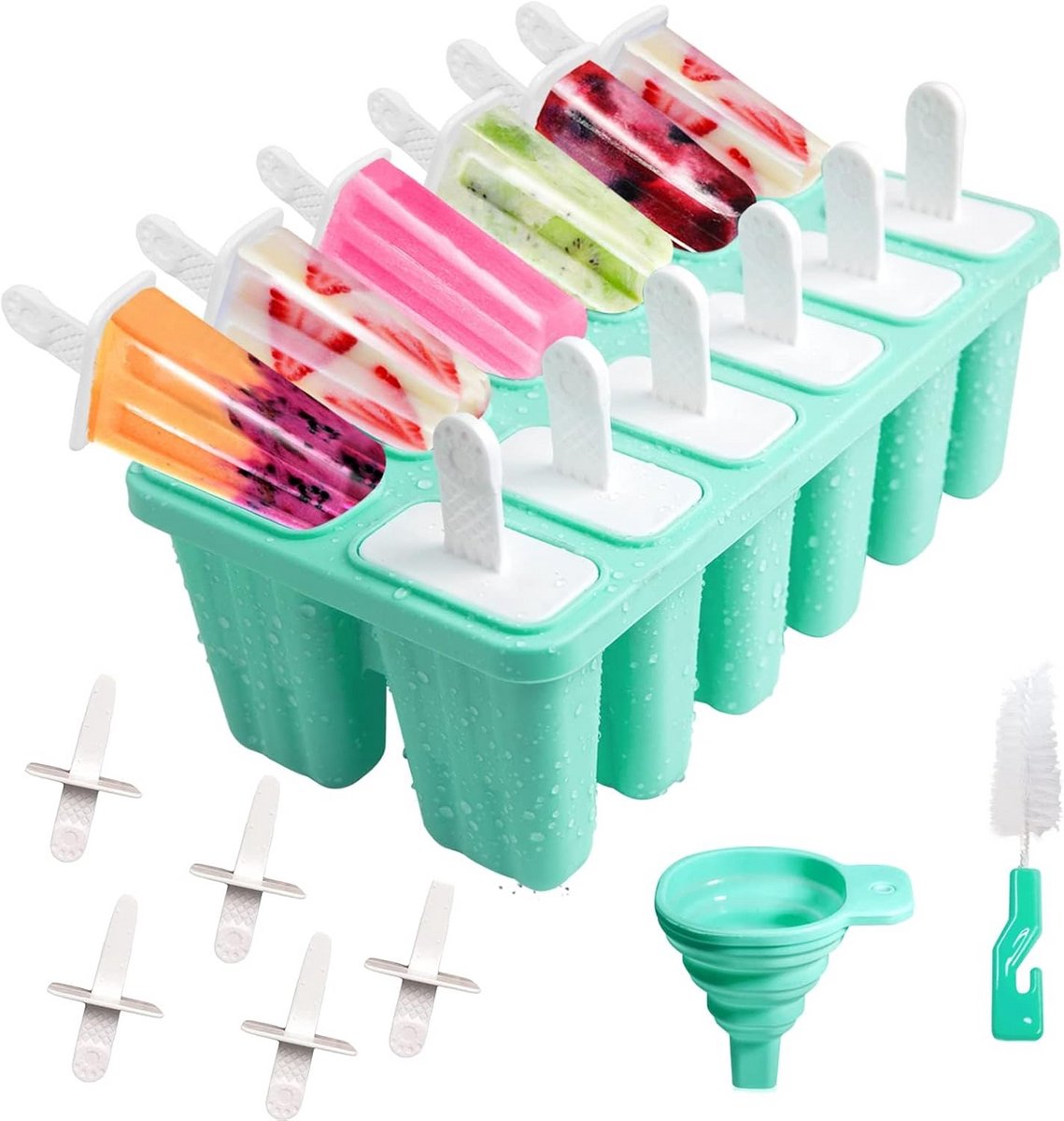 Set van 12 Herbruikbare Siliconen IJsvormpjes voor Zelfgemaakte Popsicles