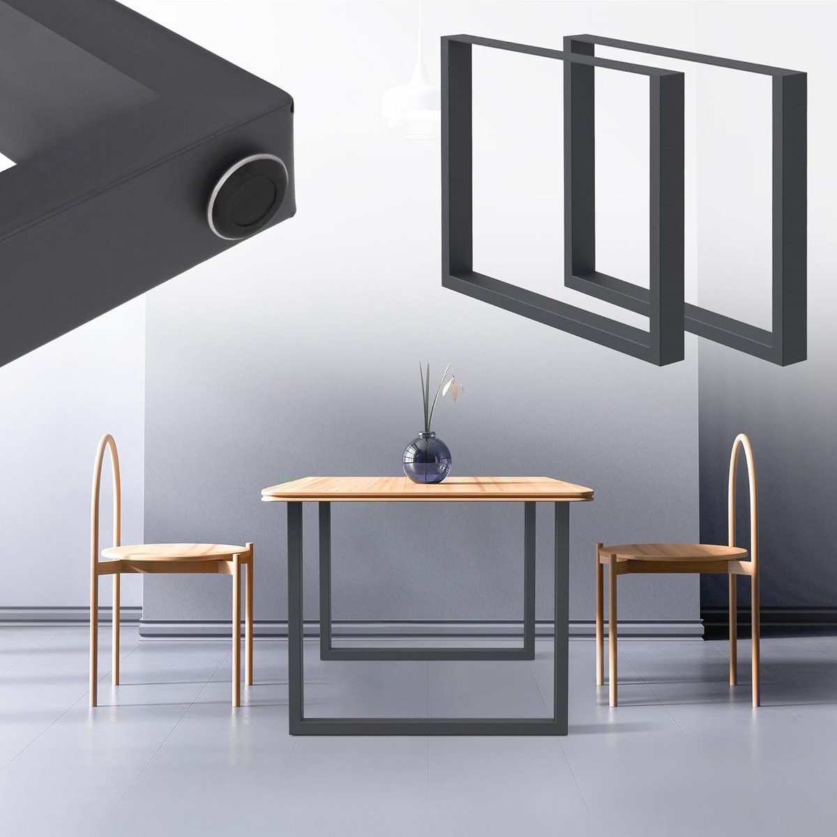 Set van 2 Tafelpoten - 90x72 cm - Antraciet - INDUSTRIEEL Design - Stalen Onderstel