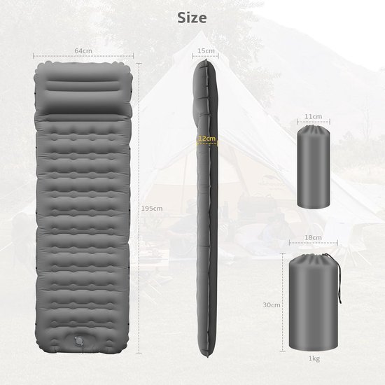 Comfortabele opblaasbare slaapmat 12 cm dik voor camping en backpacken van Quechua — afbeelding 5