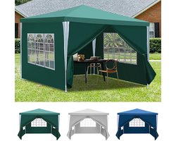 Partytent,3x3m,Paviljoen ,Waterdicht, Feesttent met Zijwanden,Tuintent,Easy Up, Draagtas met Wielen,groen