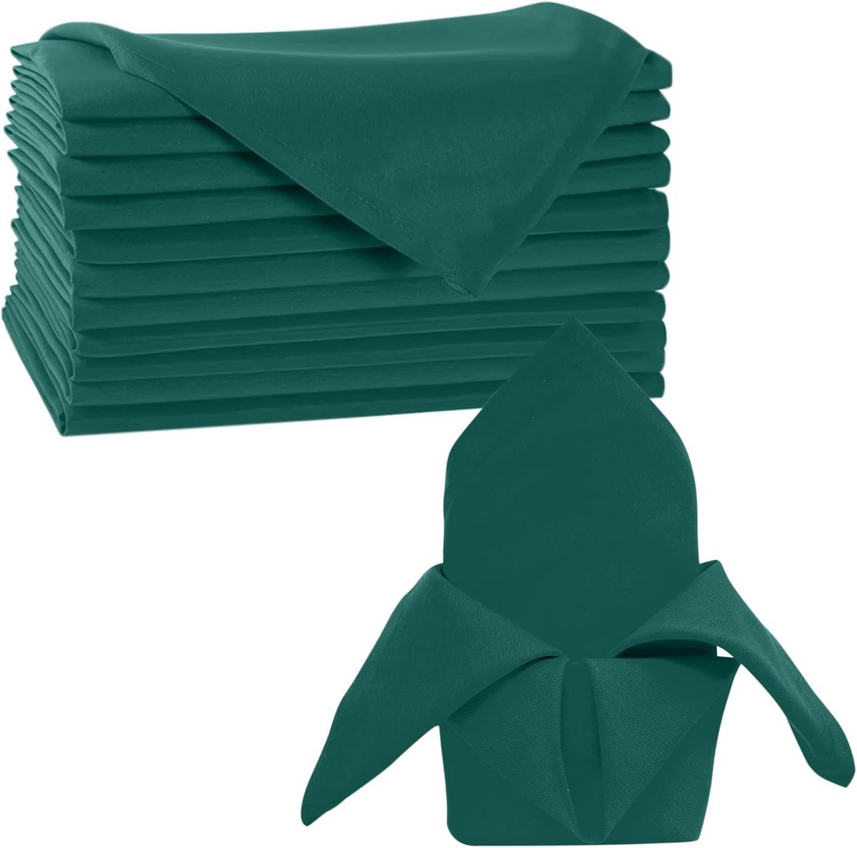 Set van 12 Groene Kerst Tafellinnen Servetten - Polyester Diner & Feest Servetten