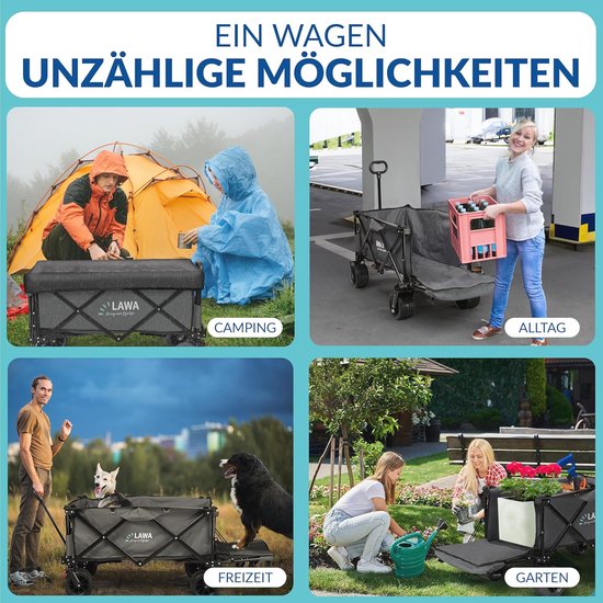 Opvouwbare Bolderkar met Dak - Verlengbare Vouwwagen voor Strand en Tuin van Opvouwbare Bolderkar — afbeelding 2