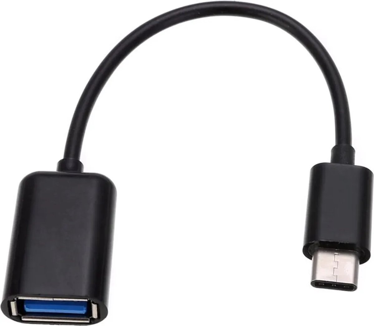 Type-C male naar USB-A female OTG-adapterkabel, Type-C kabeladapter, zwart.