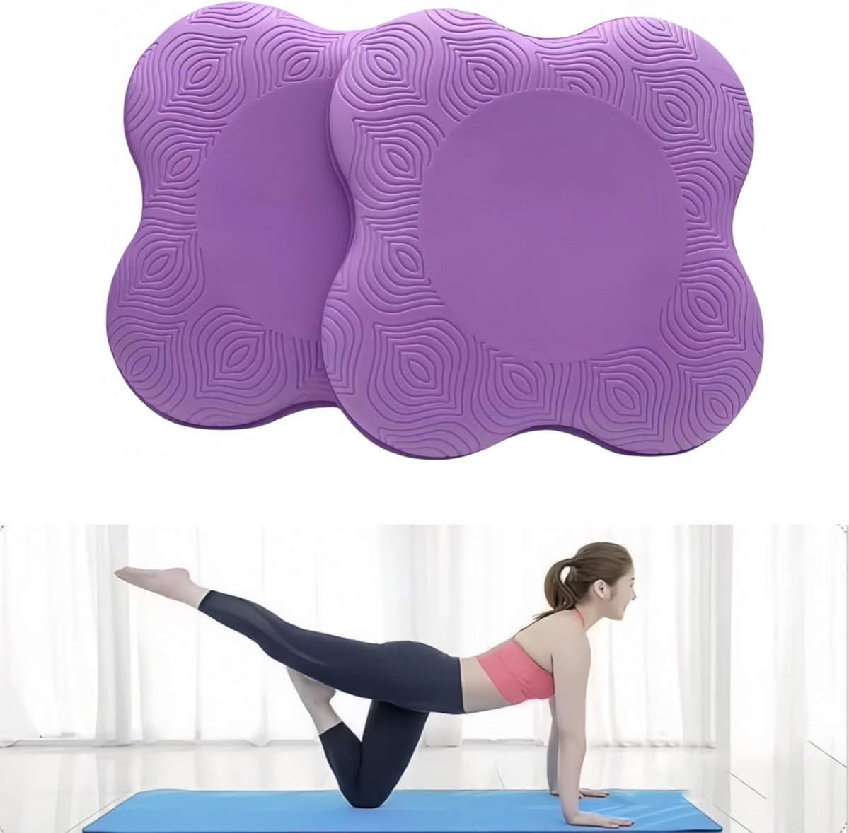 Kenhihi Yoga-kniebeschermers (set van 2) - yoga-rekwisieten en accessoires voor dames en heren, voor fitness, reizen, meditatie, knielen, balans, vloer, pilates pads voor knie en elleboog