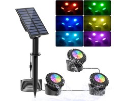 NATPOW Zonne-vijverlicht, RGB onder water, vijver, landschap, schijnwerper, vijver, duiken, IP68, waterdicht, kleurverandering, tuinverlichting voor tuin, binnenplaats, boom (3-in-1)