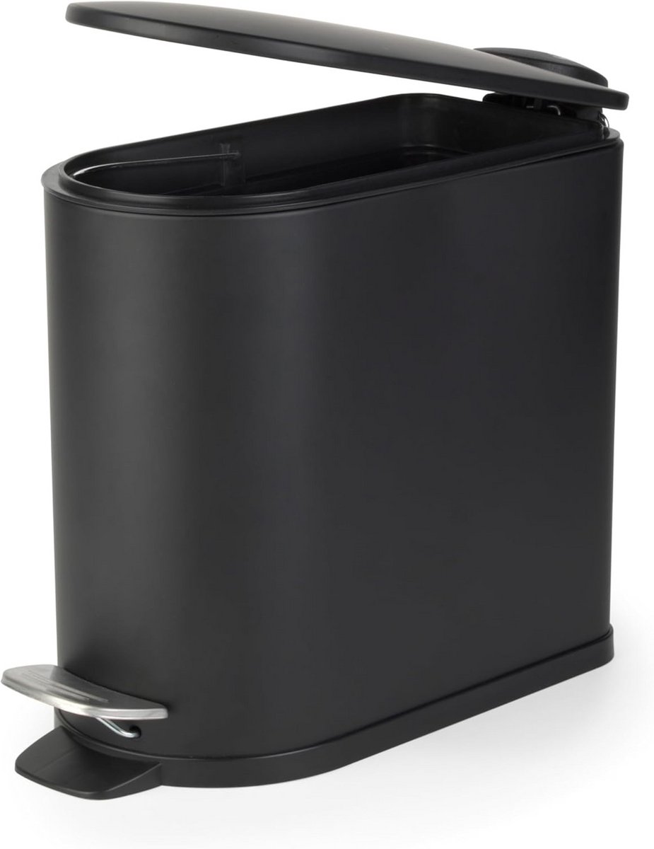 Pedalafvalemmer voor Badkamer - 5 Liter - Compacte D-vormige Prullenbak met Soft-Close Deksel