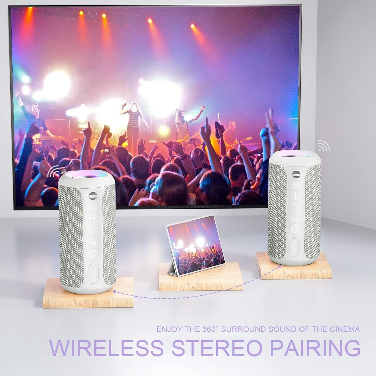 Ortizan Bluetooth luidspreker, bleutooth box met ledlicht, draagbare mini-muziekbox met handsfree-functie, IPX7 waterbescherming en 360° surround sound, draadloze outdoor luidspreker met AUX, TF
