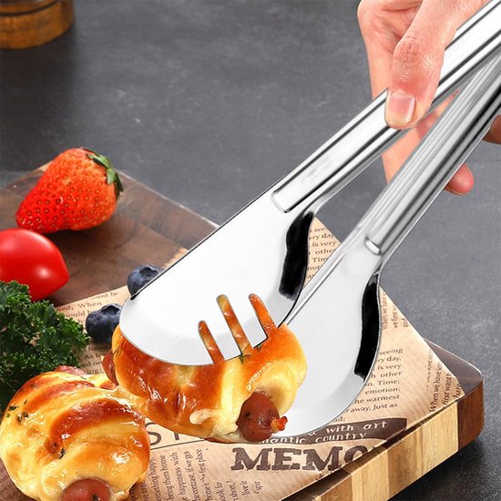 2 stuks (goud) buffetsaladetangen voor serveren en koken in de keuken - RVS