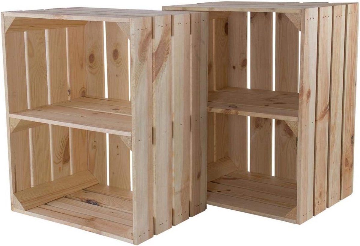 Houten Fruitkist met Bodemkruis 50x40x30cm voor Opslag of Schoenenrek