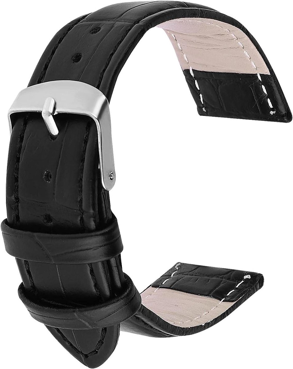 Vervangende horlogebanden - heren - verstelbare band - PU-leer - snelsluiting - 18 mm - zwart - horlogeband vervangen - geschikt voor armbandhorloges