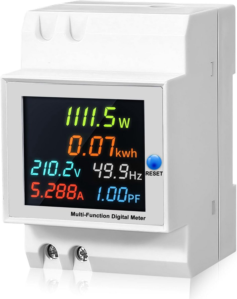 Multifunctionele LCD Stroommeter 6-in-1 - AC40-300V, 100A, Wattmeter, KWh Teller, Ampèremeter, Voltmeter