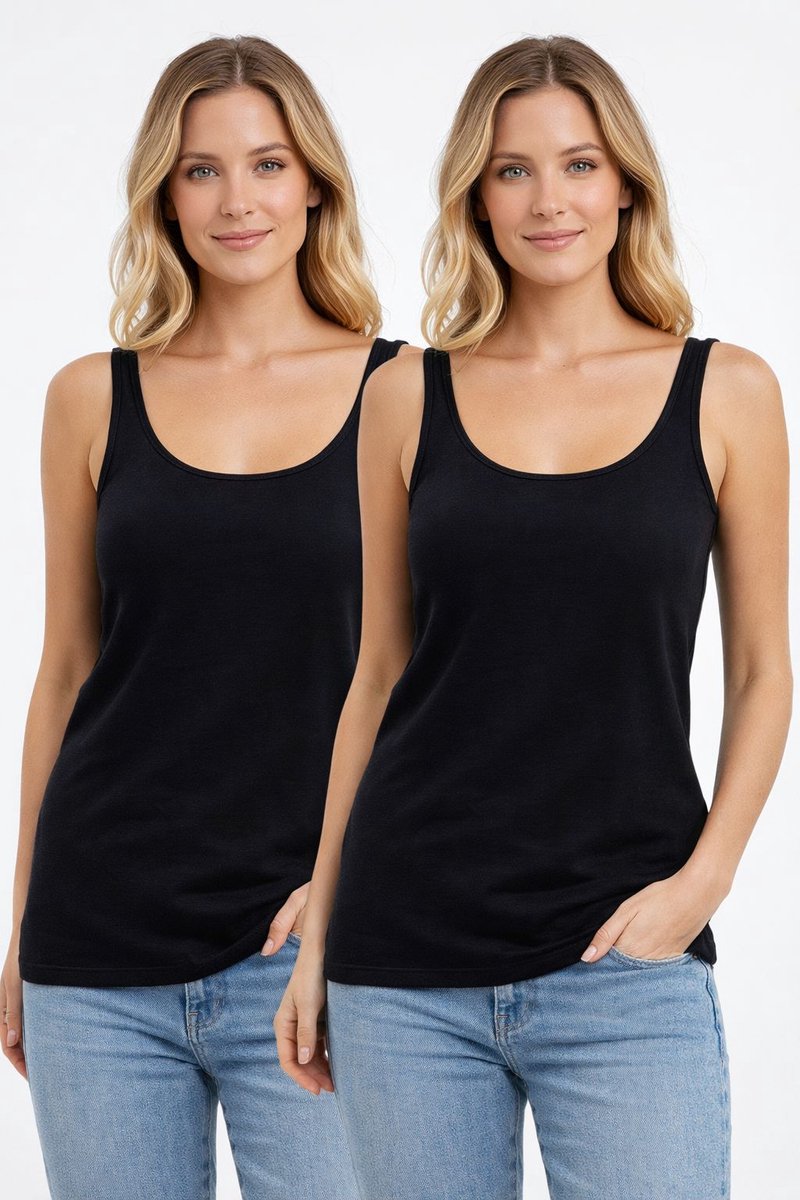Speidel Bamboe Bamboo Bambus Zijdezacht Swenja Basic Dames Hemd 2 pack - Zwart
