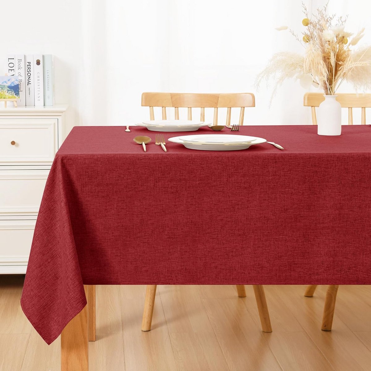 Waterdichte Linnen Look Tafelkleed Rechthoekig Wasbaar - Ideaal voor Binnen en Buiten