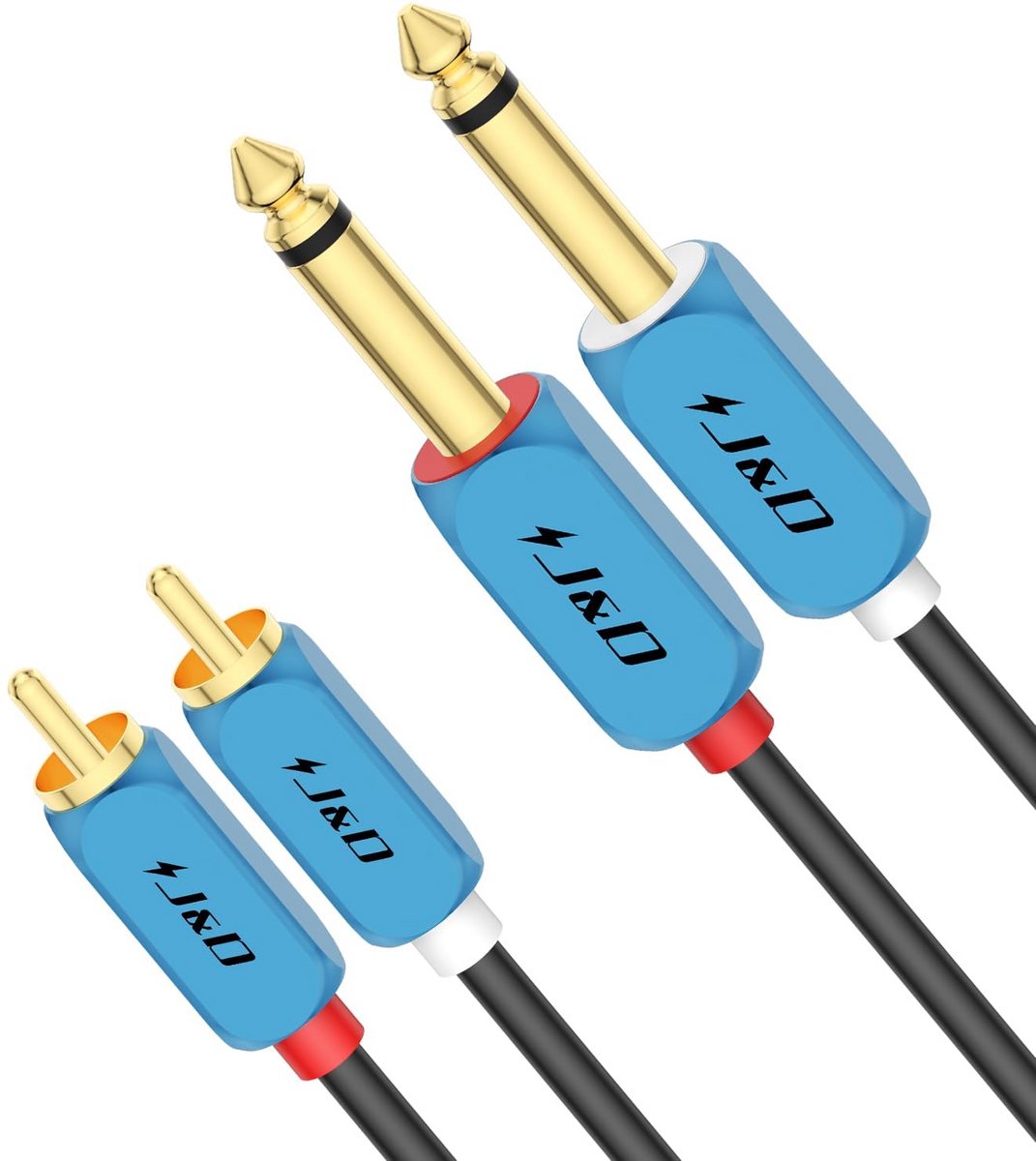 Stereo Audio Kabel van 2x 6.35mm Jack (TS) naar 2x RCA - 2 Meter