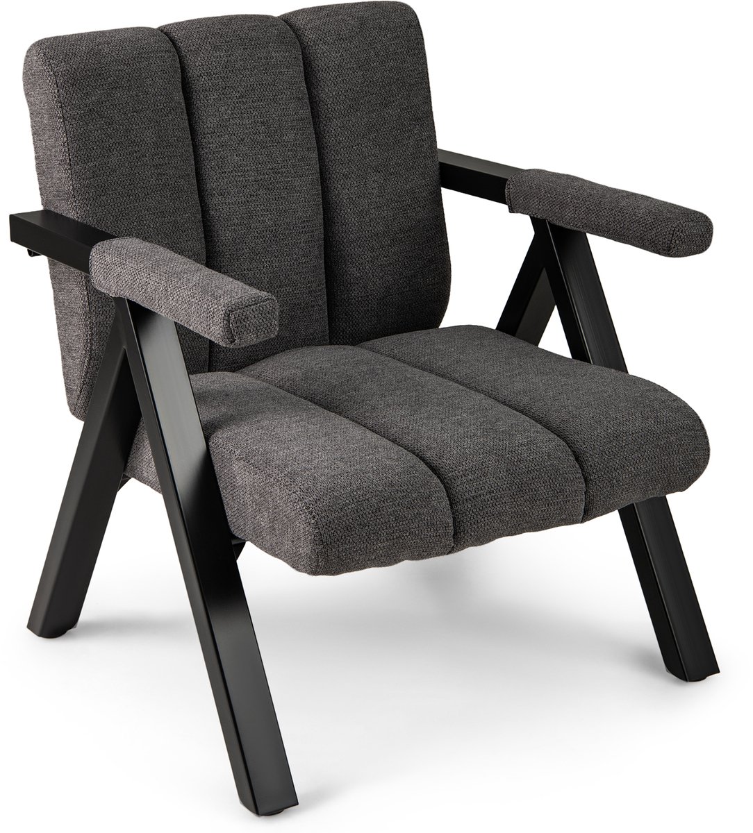 Costway Fauteuil woonkamer, gestoffeerde loungestoel met armleuningen en metalen frame, moderne relaxstoel voor woonkamer, slaapkamer, ontvangstruimte (grijs)