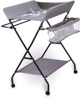 Babyverschoontafel – Verzorgingstafel - Opvouwbaar voor kinderkamer – Stabiel en veilig met opbergruimte – Max. draagvermogen 15 kg – Grijs - Met wielen