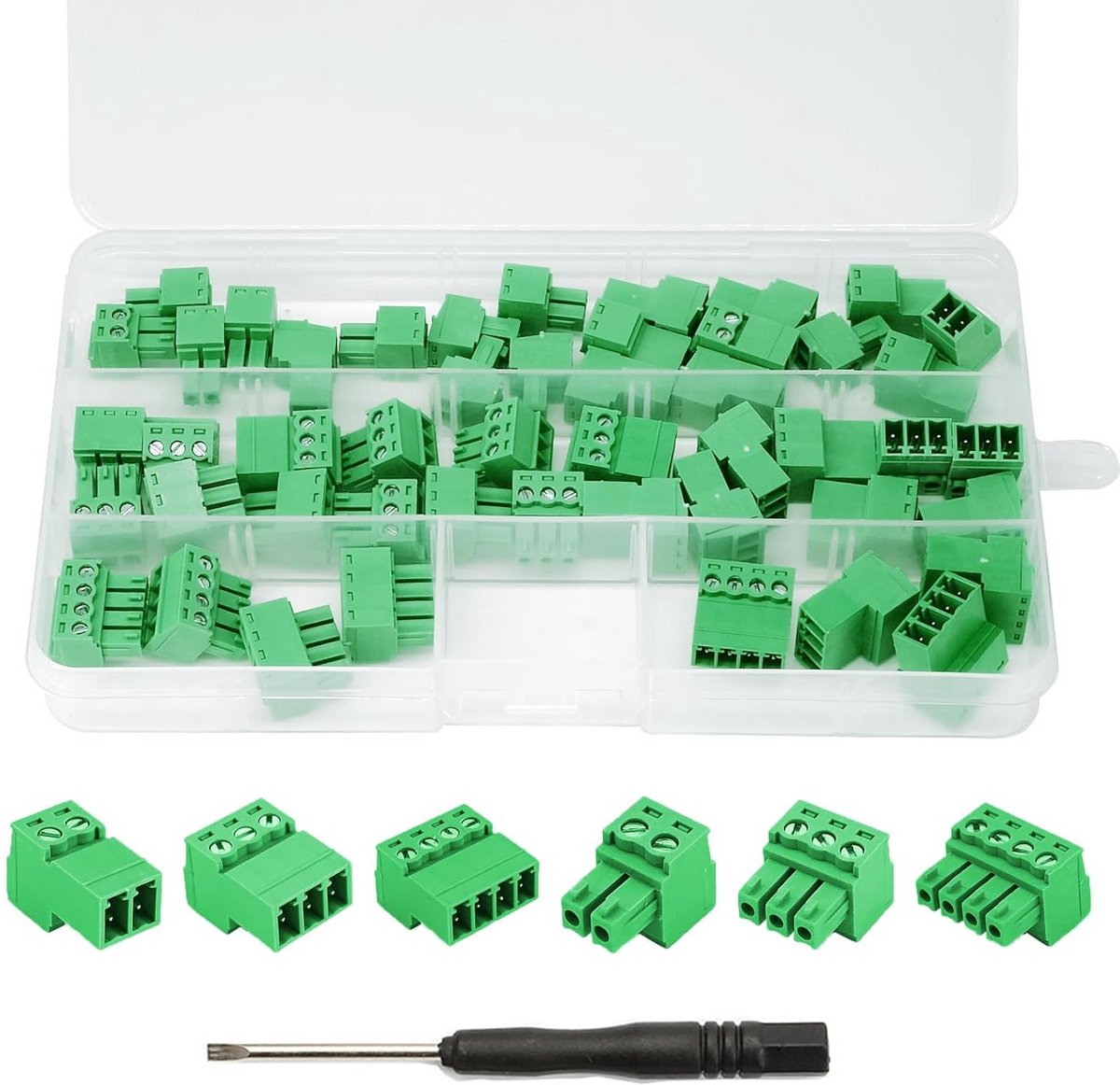 24 Sets Klemmenblokken voor Soldeervrije Verbindingen, 2-pins, 3-pins en 4-pins, Schroefklemmen