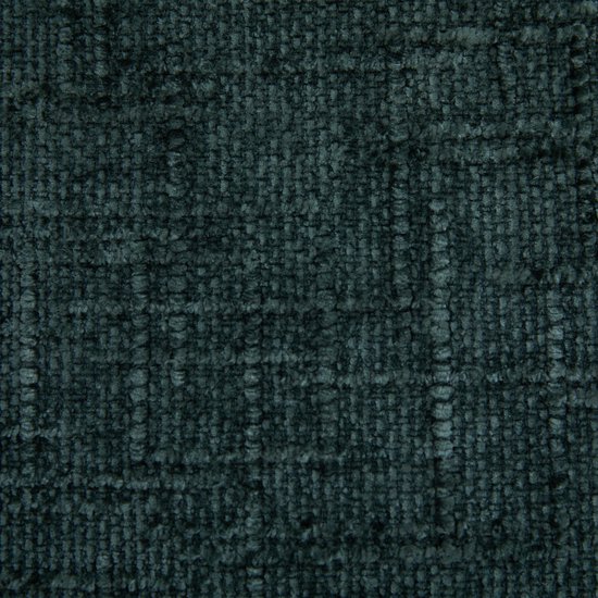 Close-up van smaragdgroene chenillestof met een textuur van kleine lusjes.
