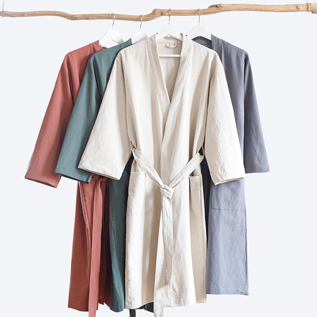 Comfortabele Katoen Linnen Kimono Badjas voor Dames en Heren - Zacht en Absorberend