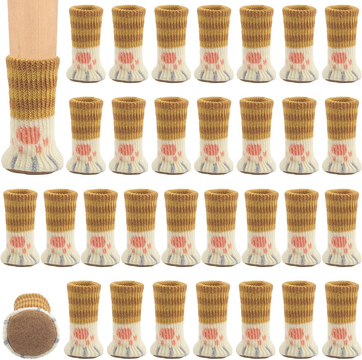 Stoelsokken 32 stuks - Meubelsokken vloerbeschermers - Meubels beschermen - Antislip en geluidsdempend - 25 tot 55 cm - Grijs