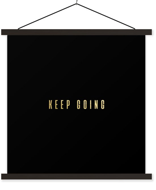 Posterhanger incl. Poster 120x120 cm - Schoolplaat - Quotes - Motivatie - Goud - Zwart - Textielposter - Zwarte latten