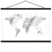 Posterhanger incl. Poster 120x80 cm - Schoolplaat - Wereldkaart - Roze - Marmer - Textielposter - Zwarte latten