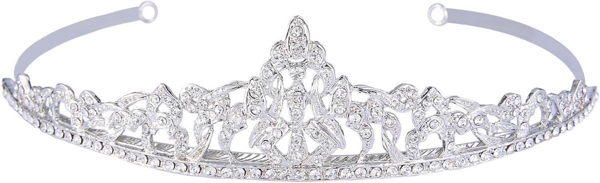 Elegante Kristallen Tiara Kroon voor Feestjes en Bruiloften - Zilverkleurig