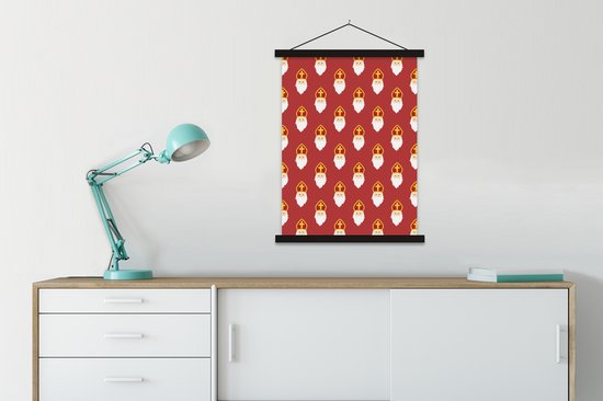 Posterhanger avec affiche - Affiche scolaire - Sinterklaas - Sinterklaas - Décoration - 60x80 cm - Lattes noires