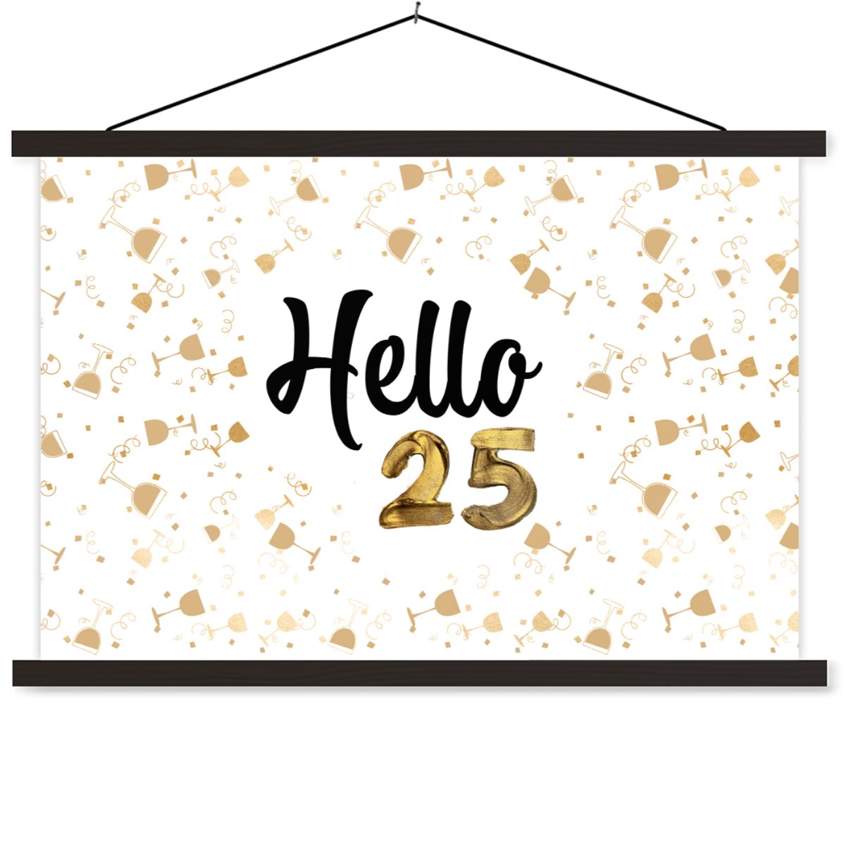 Posterhanger incl. Poster 150x100 cm - Schoolplaat - Jubileum - 25 jaar - Versiering - Textielposter - Zwarte latten