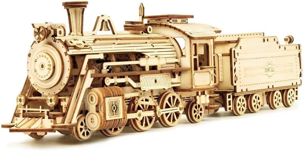 3D Houten Puzzelmodel voor Volwassenen - Stoomtrein Schaalmodel als Woondecoratie of Cadeau