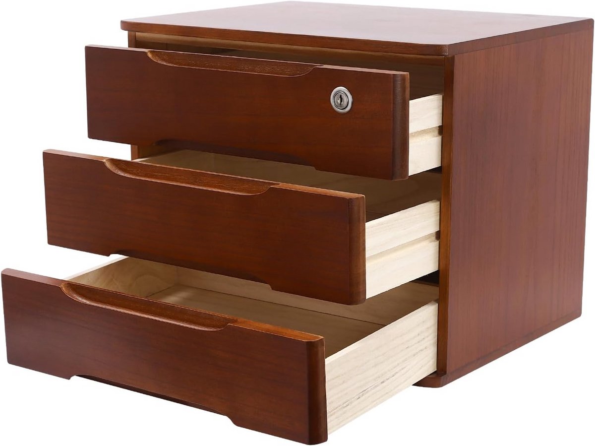 Houten Bureau Organizer met 4 Lades voor Kantoor en Thuis